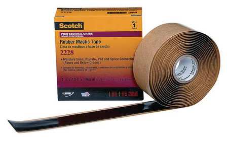 3M Rubber Mastic Electrical Tape, 2228, Scotch, 1 in W x 10 ft L, 65 mil Thick, Black, 1 Pack 2228-1X10FT
