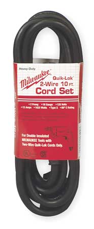 MILWAUKEE TOOL 10' 2-Wire QUIK-LOK W/Twist Lock Plug Cord 48-76-5110