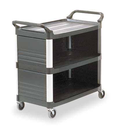 RUBBERMAID COMMERCIAL Enclosed Service Cart, Plastic, 3 Shelves, 300 lb FG409300BLA