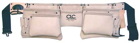 CLC WORK GEAR Tool Apron, Construction Work Apron, White, Top Grain Leather, 12 Pockets 174274