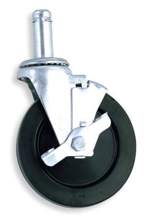 METRO Swivel Stem Caster w/Brake, Rubber, 200 lb 5MB