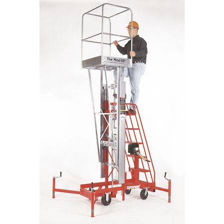 Cotterman Personnel Lift, Push-Around Drive, 300 lb Load Capacity, 6 ft 7 in Max. Work Height ML-15W 15 ft. manual winch