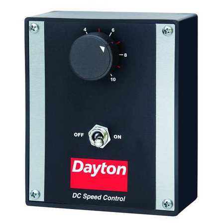 DAYTON DC Speed Control, SCR, Enclosed, NEMA 1, 2A Max Current, 0 to 90/180V DC, ON/OFF, 25:1 4Z527