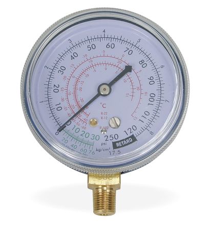 ZORO SELECT Gauge, 2-1/2 In Dia, Low Side, Blue, 250 psi 4CFD3