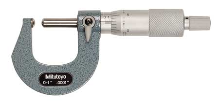 MITUTOYO Scherical Anvil/Spindle Micrometer, 0-" 115-253
