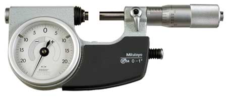 MITUTOYO Indicating Micrometer, 0 to 1", 0.00005" 510-131