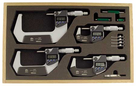MITUTOYO Micrometer Set, 0-4In, 0.00005In, 4Pc 293-961-30