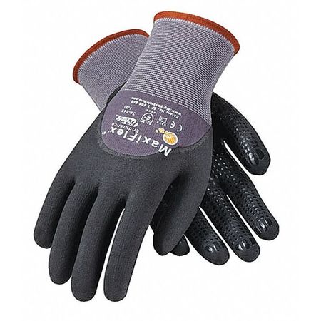 PIP Foam Nitrile Coated Gloves, 3/4 Dip Coverage, Black/Gray, XS, PR 34-845