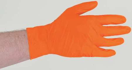 Ansell Blaze, High Visibility Exam Gloves, 5.1 mil Palm, Nitrile, Powder-Free, S, 100 PK, Orange N481