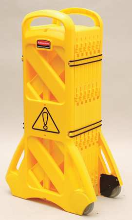 Zoro Select Portable Barricade, Polypropylene, 40" H, 13 ft L, 1" W, Yellow FG9S1100YEL