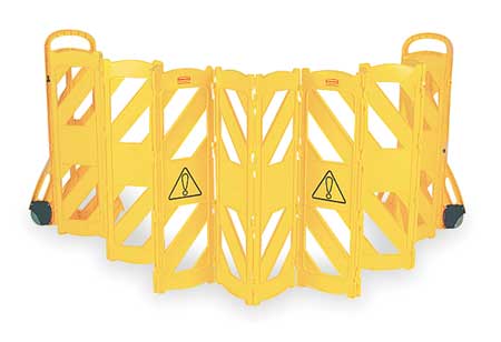 Zoro Select Portable Barricade, Polypropylene, 40" H, 13 ft L, 1" W, Yellow FG9S1100YEL