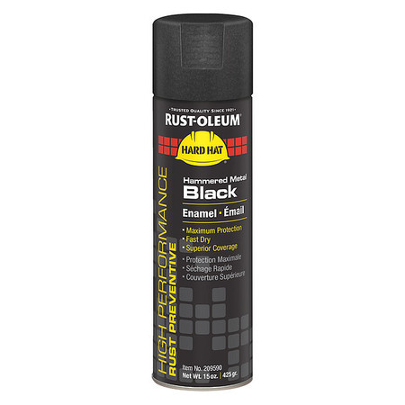 Rust-Oleum Rust Preventative Spray Paint, Metal Black, Hammered, 15 oz 209590