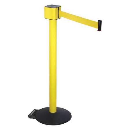 RETRACTA-BELT Belt Barrier, Yellow, Cast Iron, Black ABS PM412-30YA-YW