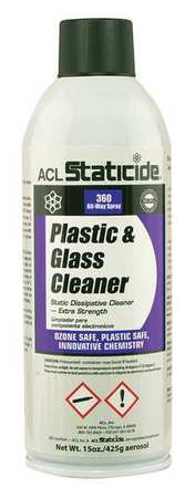 Acl Staticide Liquid Glass and Plastic Cleaner, 15 oz., White, Fresh, Aerosol Can 8670