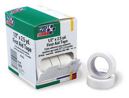 First Aid Only First Aid Tape, White, 1/2inW, 2-1/2yd., PK20 40JH09