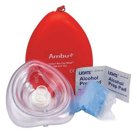 First Aid Only CPR Mask, 6 Components, 4-1/4 in. L M573-AMBU
