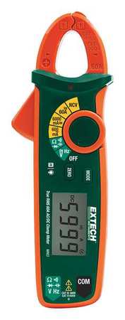 Extech Clamp Meter, Backlit LCD, 60 A, 0.7 in (18 mm) Jaw Capacity, Cat III 300V Safety Rating MA63