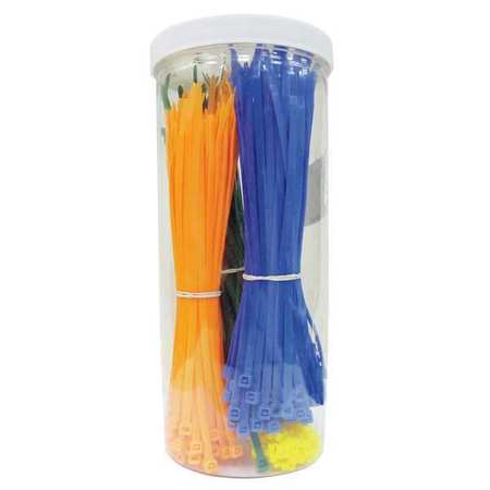 Power First 3.9" & 7.9" L Assorted Color Cable Tie Kit PK 500 40J770