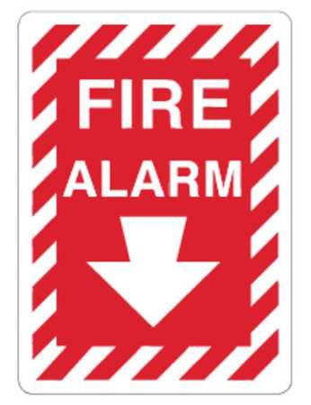 ZING Sign, Fire Alarm, Down Arrow, 10X7", ADH 1891S