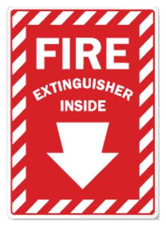 ZING Sign, Fire EXtinguisher Inside, Down Arrow 2889S
