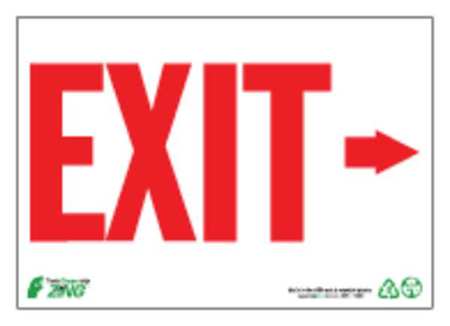 ZING Exit Sign, English, 10" W, 7" H, Plastic, White 1081G