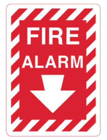 ZING Sign, Fire Alarm, Down Arrow, 10X7", AL 1891A