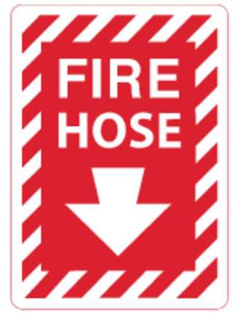 ZING Sign, Fire Hose, Down Arrow, 14X10", Glow 2893G