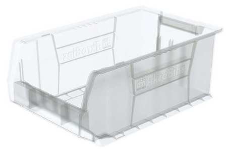 AKRO-MILS 200 lb Storage Bin, Plastic, 12 3/8 in W, 8 in H, 20 in L, Clear 30281SCLAR