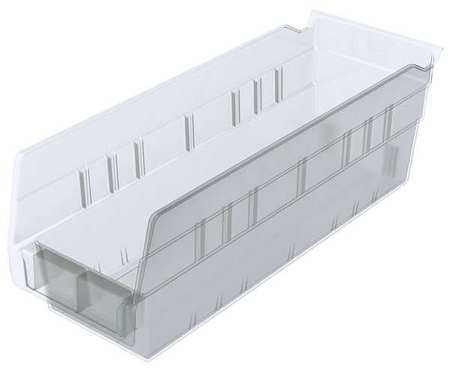 Akro-Mils 10 lb Shelf Storage Bin, Plastic, 4 1/8 in W, 4 in H, Clear, 11 5/8 in L 30120SCLAR