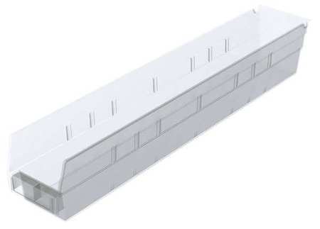 Akro-Mils 20 lb Shelf Storage Bin, Plastic, 4 1/8 in W, 4 in H, 23 5/8 in L, Clear 30124SCLAR