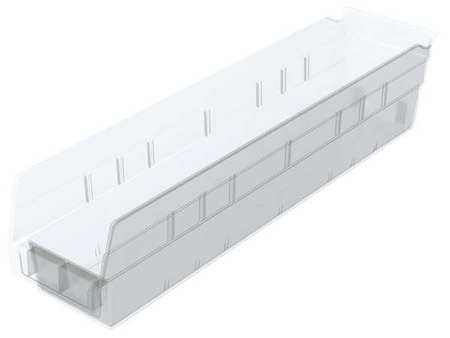 Akro-Mils 15 lb Shelf Storage Bin, Plastic, 4 1/8 in W, 4 in H, Clear, 17 7/8 in L 30128SCLAR