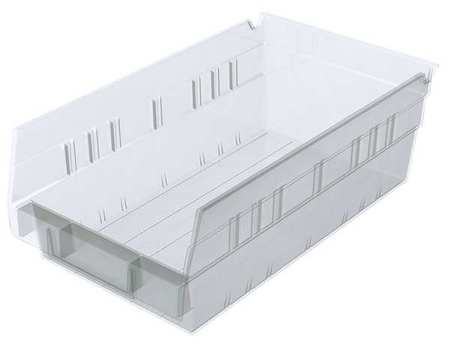 Akro-Mils 15 lb Shelf Storage Bin, Plastic, 6 5/8 in W, 4 in H, Clear, 11 5/8 in L 30130SCLAR
