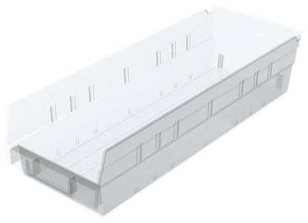 Akro-Mils 20 lb Shelf Storage Bin, Plastic, 6 5/8 in W, 4 in H, Clear, 17 7/8 in L 30138SCLAR