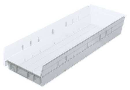 Akro-Mils 20 lb Shelf Storage Bin, Plastic, 6 5/8 in W, 4 in H, 23 5/8 in L, Clear 30164SCLAR