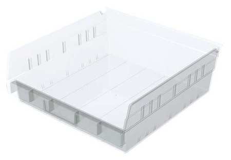 Akro-Mils 20 lb Shelf Storage Bin, Plastic, 11 1/8 in W, 4 in H, Clear, 11 5/8 in L 30170SCLAR