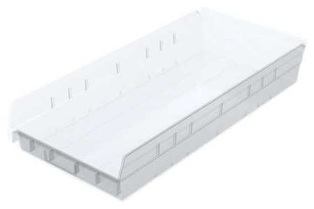 Akro-Mils 20 lb Shelf Storage Bin, Plastic, 11 1/8 in W, 4 in H, 23 5/8 in L, Clear 30174SCLAR