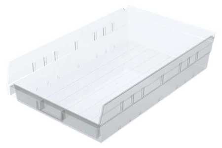 Akro-Mils 20 lb Shelf Storage Bin, Plastic, 11 1/8 in W, 4 in H, Clear, 17 7/8 in L 30178SCLAR