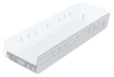 AKRO-MILS 20 lb Shelf Storage Bin, Plastic, 8 7/8 in W, 4 in H, 23 5/8 in L, Clear 30184SCLAR