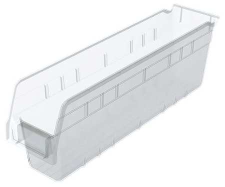 Akro-Mils 25 lb Shelf Storage Bin, Plastic, 4 1/8 in W, 6 in H, 17 7/8 in L, Clear 30048SCLAR