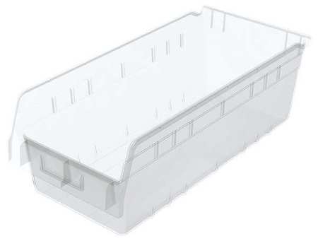 Akro-Mils 35 lb Shelf Storage Bin, Plastic, 8 3/8 in W, 6 in H, Clear, 17 7/8 in L 30088SCLAR