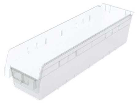 Akro-Mils 35 lb Shelf Storage Bin, Plastic, 6 5/8 in W, 6 in H, Clear, 23 5/8 in L 30094SCLAR