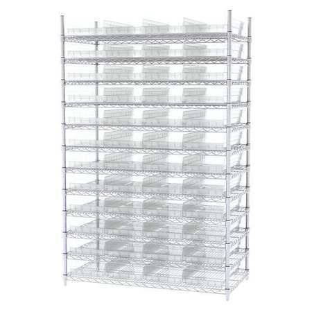 AKRO-MILS Steel Bin Shelving, 48 in W x 74 in H x 24 in D, 12 Shelves, Clear AWS244830174SC
