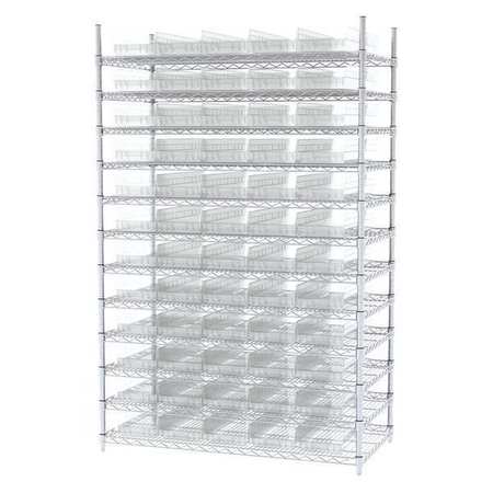 AKRO-MILS Steel Bin Shelving, 48 in W x 74 in H x 24 in D, 12 Shelves, Clear AWS244830184SC