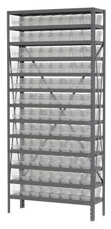 AKRO-MILS Steel Bin Shelving, 36 in W x 79 in H x 12 in D, 13 Shelves, Clear AS1279120SC