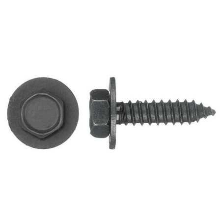 Zoro Select Sheet Metal Screw, M6.3 x 25 mm, Black Phosphate Steel Hex Head External Hex Drive, 50 PK 5955PK