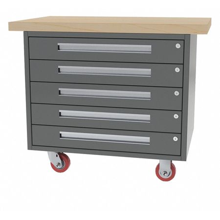 GREENE MANUFACTURING Mobile Cab Bench, Butcher Block, 38"W, 28"D MG-250.M
