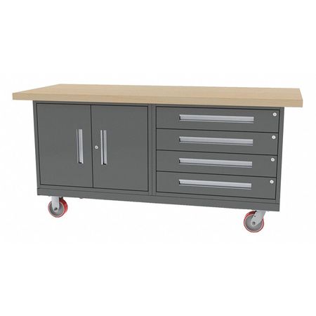 GREENE MANUFACTURING Mobile Cab Bench, Butcher Block, 72"W, 30"D MG-400.M