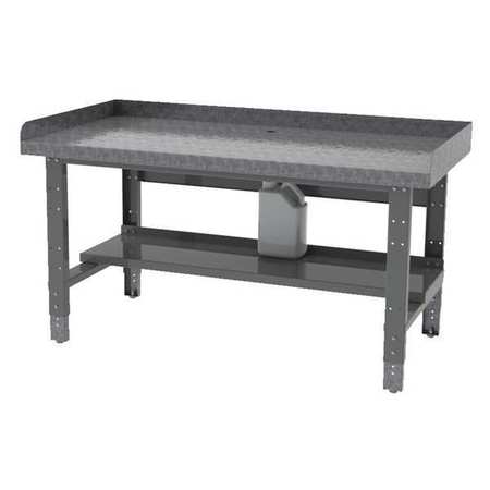 GREENE MANUFACTURING Bolted Tear Down Bench, Steel, 60" W, 29" to 37-1/2" Height, 1800 lb., Straight BA-305-TDB-GALV