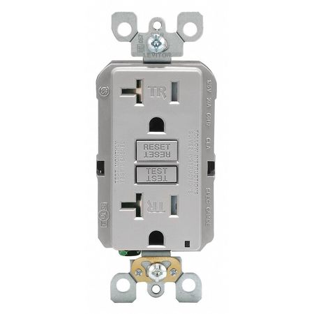 LEVITON GFI Receptacle GFTR2-GY