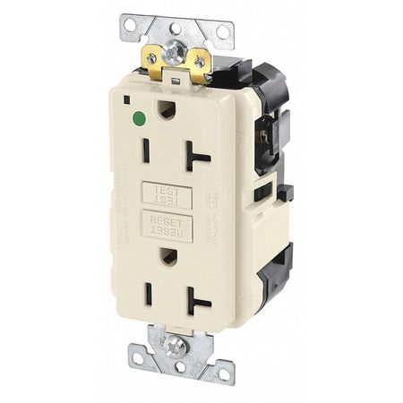 LEVITON ModRecept, LtAlmd, 20A, GFCI, 2P3W, Bk;Sd, 1PK MGFN2-HGT